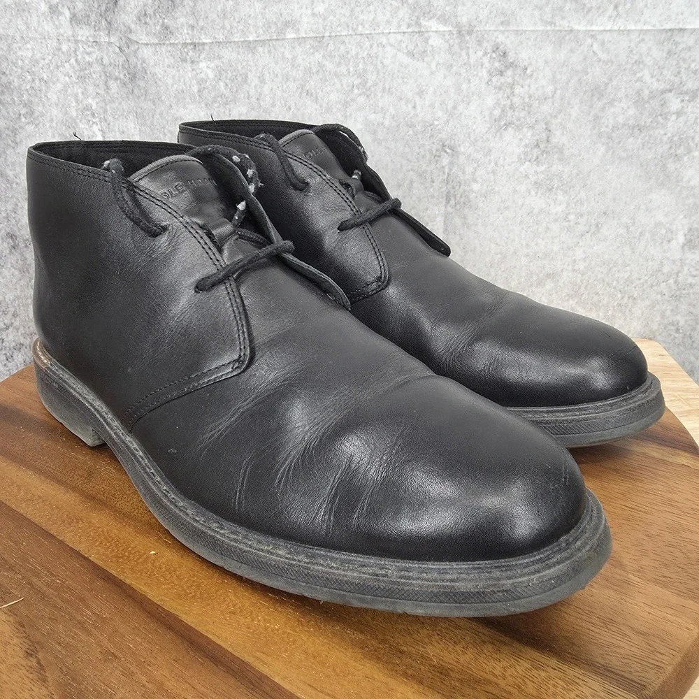 Cole Haan Chukka Boots Mens‎ 11.5 GrandSeries Go To Black Leather Lace Up C36530